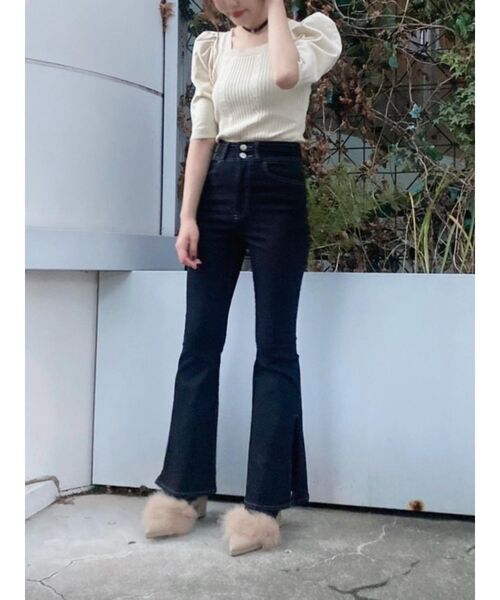 EATME（イートミー）の「ヘムフレアデニム（デニムパンツ・レディース・ブラック/インディゴブルー・SMALL/MEDIUM）」の9枚目の写真