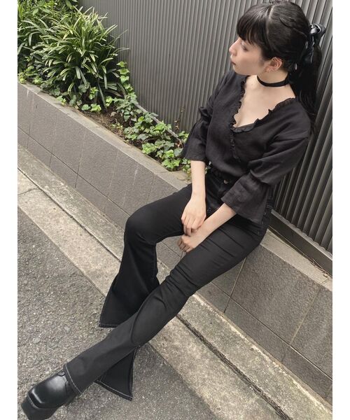 EATME（イートミー）の「ヘムフレアデニム（デニムパンツ・レディース・ブラック/インディゴブルー・SMALL/MEDIUM）」の11枚目の写真