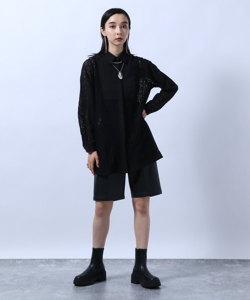 HARE（ハレ）の「シンセティックレザーコンビショートパンツ(HARE)（その他パンツ・レディース・ブラック/ブラウン・FREE）」の5枚目の写真