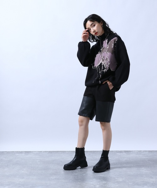 HARE（ハレ）の「シンセティックレザーコンビショートパンツ(HARE)（その他パンツ・レディース・ブラック/ブラウン・FREE）」の3枚目の写真