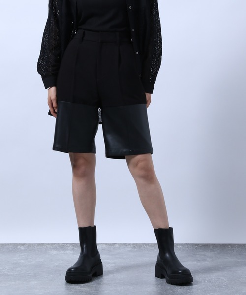 HARE（ハレ）の「シンセティックレザーコンビショートパンツ(HARE)（その他パンツ・レディース・ブラック/ブラウン・FREE）」の11枚目の写真