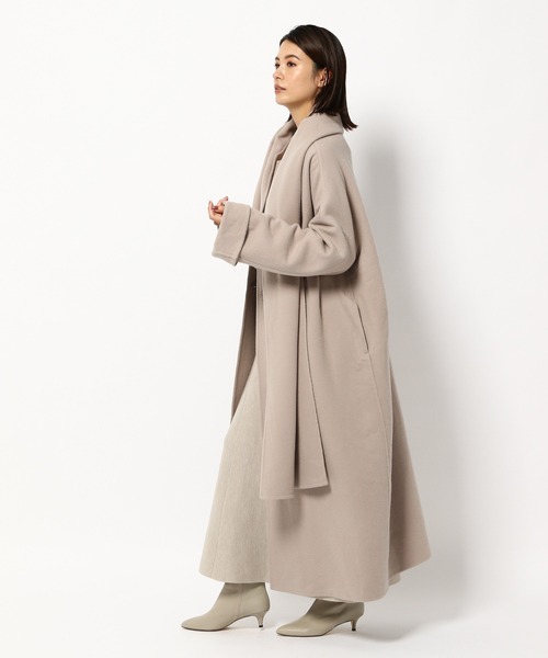 BABYLONE（バビロン）の「BABYLONE / ストールツキガウンコート（ノーカラーコート・レディース・ベージュ/ネイビー・フリー）」の3枚目の写真