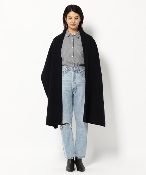 BABYLONE（バビロン）の「BABYLONE / ストールツキガウンコート（ノーカラーコート・レディース・ベージュ/ネイビー・フリー）」の10枚目の写真