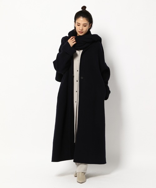 BABYLONE（バビロン）の「BABYLONE / ストールツキガウンコート（ノーカラーコート・レディース・ベージュ/ネイビー・フリー）」の12枚目の写真