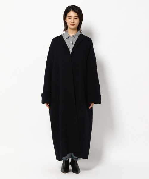 BABYLONE（バビロン）の「BABYLONE / ストールツキガウンコート（ノーカラーコート・レディース・ベージュ/ネイビー・フリー）」の14枚目の写真