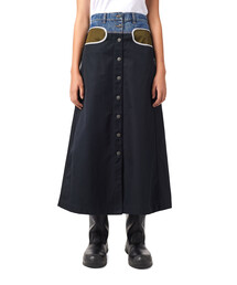 DIESEL | レディース サステナブル ロングスカート 異素材ミックス オーガニック チノ デニム(スカート)
