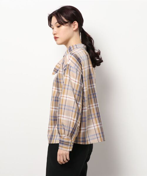 Te chichi TERRASSE(テチチテラス)の「チェック前後2WAYボウタイブラウス(シャツ/ブラウス・レディース・グレー/ネイビー/ベージュ・フリ-)」の5枚目の写真