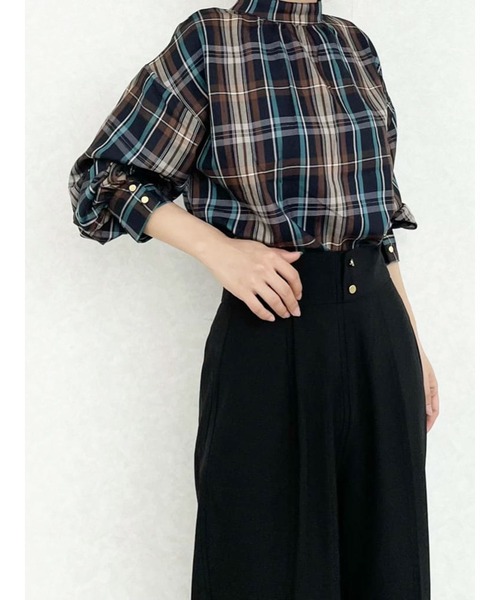 Te chichi TERRASSE(テチチテラス)の「チェック前後2WAYボウタイブラウス(シャツ/ブラウス・レディース・グレー/ネイビー/ベージュ・フリ-)」の3枚目の写真