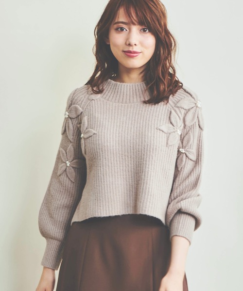 NOELA（ノエラ）の「フラワーモチーフニット（ニット/セーター・レディース・ブラウン/オフホワイト/ベージュ・フリー）」の11枚目の写真