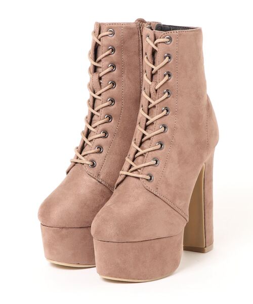 attagirl(アタガール)の「厚底プラットフォームレースアップショートブーツ(ブーツ・レディース・ブラック系その他/ブラック/ベージュ系その他/ダークブラウン・L/S/LL/M)」の7枚目の写真