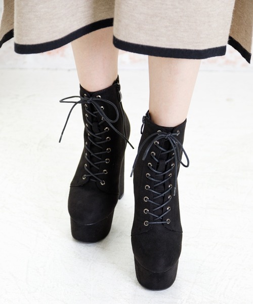attagirl(アタガール)の「厚底プラットフォームレースアップショートブーツ(ブーツ・レディース・ブラック系その他/ブラック/ベージュ系その他/ダークブラウン・L/S/LL/M)」の18枚目の写真