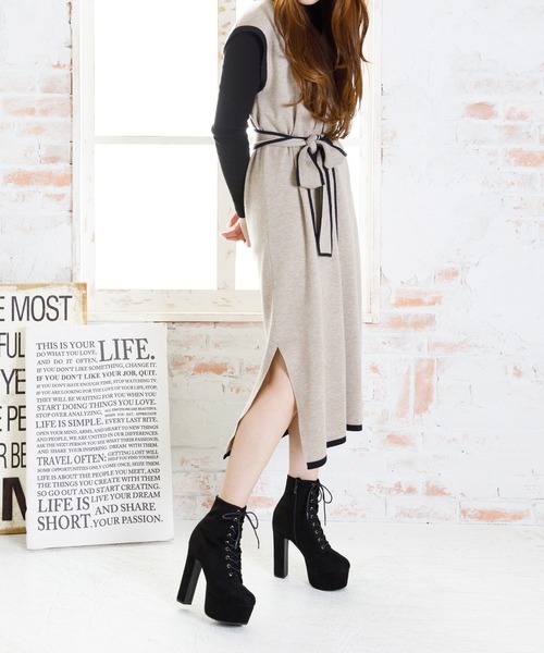 attagirl(アタガール)の「厚底プラットフォームレースアップショートブーツ(ブーツ・レディース・ブラック系その他/ブラック/ベージュ系その他/ダークブラウン・L/S/LL/M)」の16枚目の写真