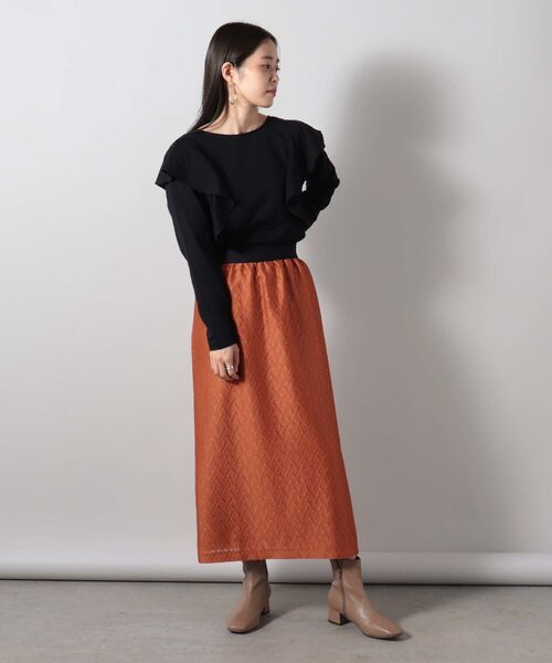 fredy couleur（フレディクルール）の「ジオメトリックレース タイトスカート（スカート・レディース・ネイビー/レンガ・38）」の8枚目の写真