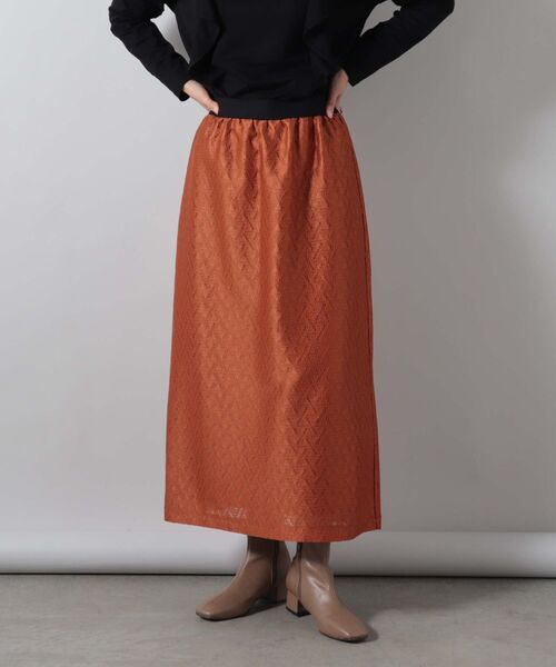 fredy couleur（フレディクルール）の「ジオメトリックレース タイトスカート（スカート・レディース・ネイビー/レンガ・38）」の9枚目の写真