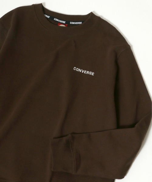 CONVERSE(コンバース)の「CONVERSE/コンバース ワンポイントロゴ サガラ刺繍 スウェットトレーナー(スウェット・レディース・ホワイト/ブラック/ベージュ/パープル/ブラウン/グレー/オフホワイト/ブルーグリーン/ベージュ系その他/ブルー系その他/ブラック系その他/グレー系その他/ホワイト系その他/ピンク系その他/ブラウン系その他/ホワイト系その他2/ピンク系その他2/ブルー系その他2/ベージュ系その他2/ダークグリーン/オートミール/ベージュ系その他3/ピンク/サックスブルー/グリーン系その他・LL/M/L)」の9枚目の写真
