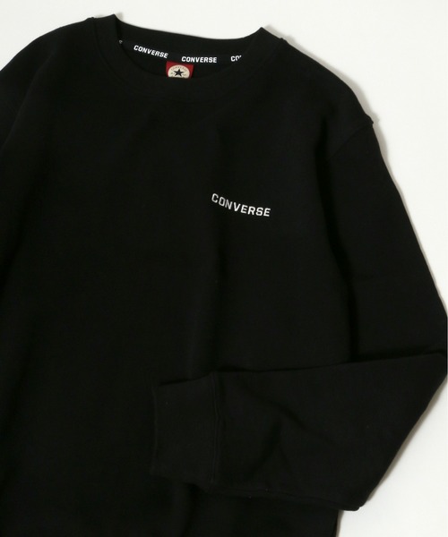 CONVERSE(コンバース)の「CONVERSE/コンバース ワンポイントロゴ サガラ刺繍 スウェットトレーナー(スウェット・レディース・ホワイト/ブラック/ベージュ/パープル/ブラウン/グレー/オフホワイト/ブルーグリーン/ベージュ系その他/ブルー系その他/ブラック系その他/グレー系その他/ホワイト系その他/ピンク系その他/ブラウン系その他/ホワイト系その他2/ピンク系その他2/ブルー系その他2/ベージュ系その他2/ダークグリーン/オートミール/ベージュ系その他3/ピンク/サックスブルー/グリーン系その他・LL/M/L)」の5枚目の写真