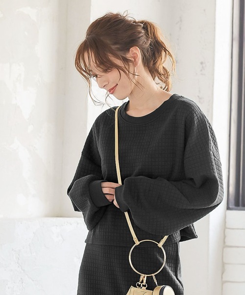 KOBE LETTUCE（コウベレタス）の「キルティングスウェットトップス（スウェット・レディース・ブラック/グリーン/アイボリー・FREE）」の3枚目の写真