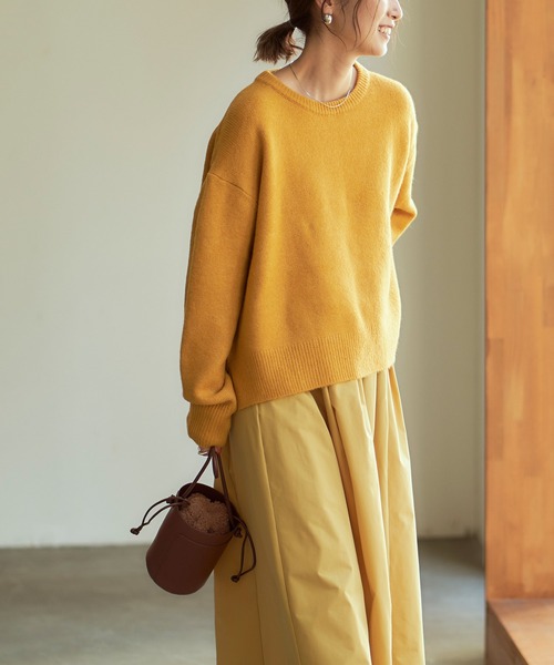 titivate（ティティベイト）の「ｸﾙｰﾈｯｸｼﾝﾌﾟﾙゆるﾆｯﾄ（ニット/セーター・レディース・ライトピンク/ピンク/イエロー/グレイッシュベージュ・S/M）」の6枚目の写真