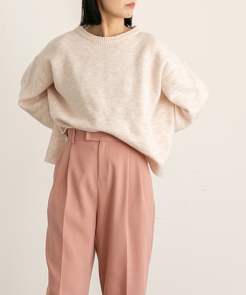 titivate（ティティベイト）の「ｸﾙｰﾈｯｸｼﾝﾌﾟﾙゆるﾆｯﾄ（ニット/セーター・レディース・ライトピンク/ピンク/イエロー/グレイッシュベージュ・S/M）」の12枚目の写真