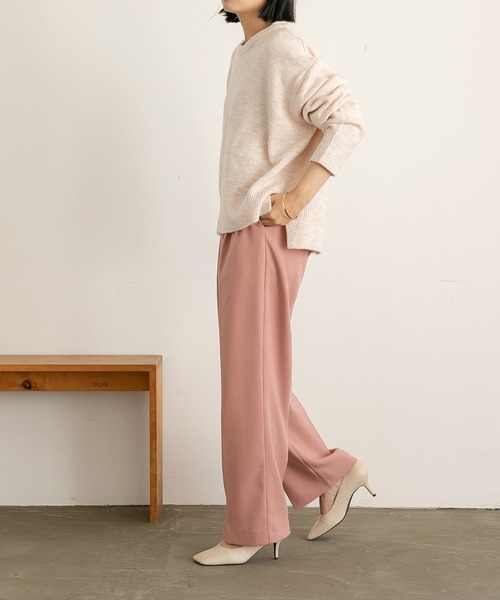 titivate（ティティベイト）の「ｸﾙｰﾈｯｸｼﾝﾌﾟﾙゆるﾆｯﾄ（ニット/セーター・レディース・ライトピンク/ピンク/イエロー/グレイッシュベージュ・S/M）」の14枚目の写真