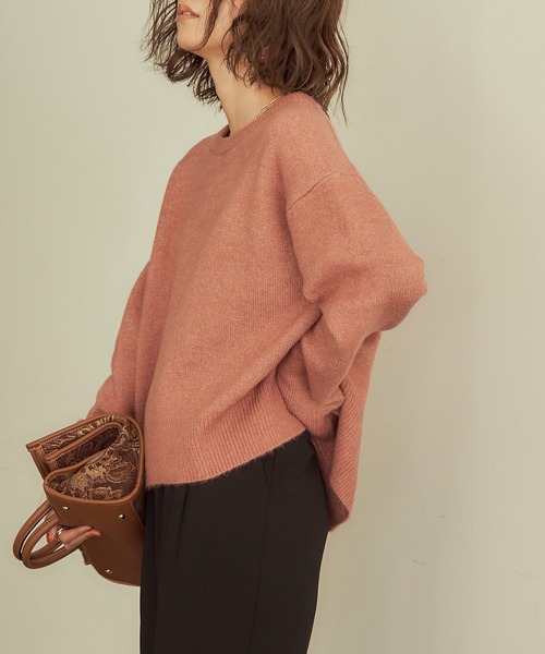 titivate（ティティベイト）の「ｸﾙｰﾈｯｸｼﾝﾌﾟﾙゆるﾆｯﾄ（ニット/セーター・レディース・ライトピンク/ピンク/イエロー/グレイッシュベージュ・S/M）」の8枚目の写真