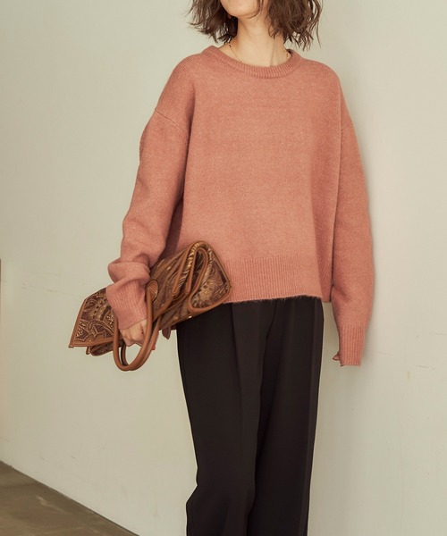 titivate（ティティベイト）の「ｸﾙｰﾈｯｸｼﾝﾌﾟﾙゆるﾆｯﾄ（ニット/セーター・レディース・ライトピンク/ピンク/イエロー/グレイッシュベージュ・S/M）」の9枚目の写真