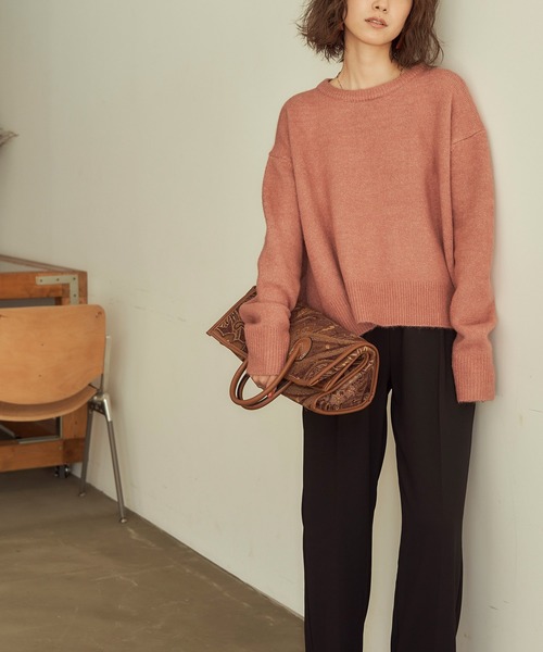 titivate（ティティベイト）の「ｸﾙｰﾈｯｸｼﾝﾌﾟﾙゆるﾆｯﾄ（ニット/セーター・レディース・ライトピンク/ピンク/イエロー/グレイッシュベージュ・S/M）」の11枚目の写真