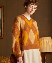 Gymphlex | アーガイルVネックニットプルオーバー WOMEN