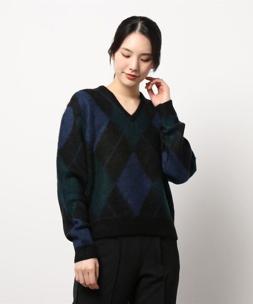 GYMPHLEX(ジムフレックス)の「Gymphlex | アーガイルVネックニットプルオーバー WOMEN(ニット/セーター・レディース・ブラウン系その他/ブルー系その他5・12)」の20枚目の写真
