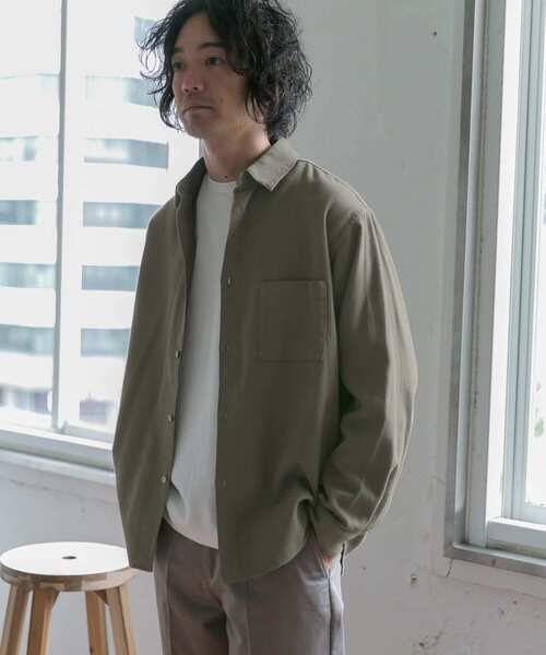 URBAN RESEARCH DOORS（アーバンリサーチドアーズ）の「ヘビーネルレギュラーカラーシャツ（シャツ/ブラウス・メンズ・ライトグレー/カーキ/ネイビー/ストライプ・40/38）」の13枚目の写真