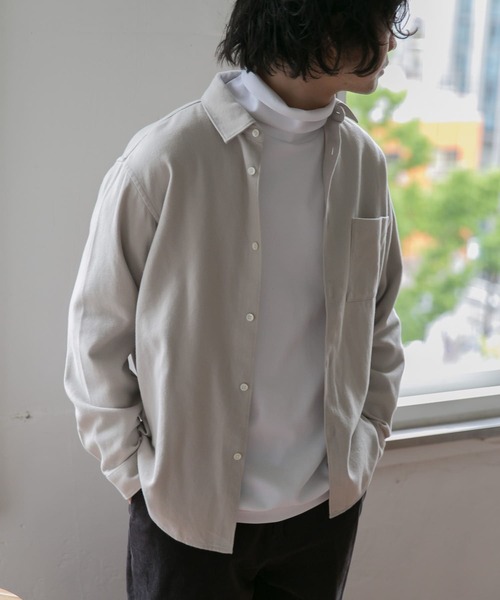 URBAN RESEARCH DOORS（アーバンリサーチドアーズ）の「ヘビーネルレギュラーカラーシャツ（シャツ/ブラウス・メンズ・ライトグレー/カーキ/ネイビー/ストライプ・40/38）」の6枚目の写真