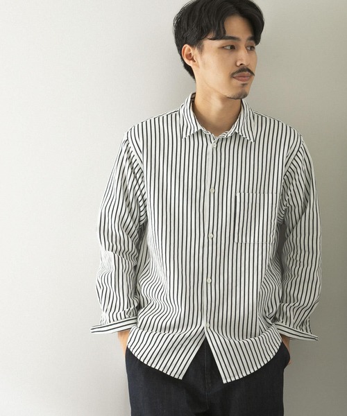 URBAN RESEARCH DOORS（アーバンリサーチドアーズ）の「ヘビーネルレギュラーカラーシャツ（シャツ/ブラウス・メンズ・ライトグレー/カーキ/ネイビー/ストライプ・40/38）」の15枚目の写真