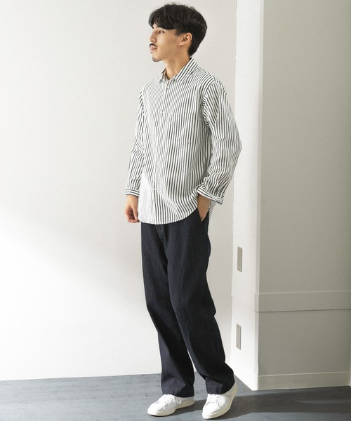 URBAN RESEARCH DOORS（アーバンリサーチドアーズ）の「ヘビーネルレギュラーカラーシャツ（シャツ/ブラウス・メンズ・ライトグレー/カーキ/ネイビー/ストライプ・40/38）」の12枚目の写真