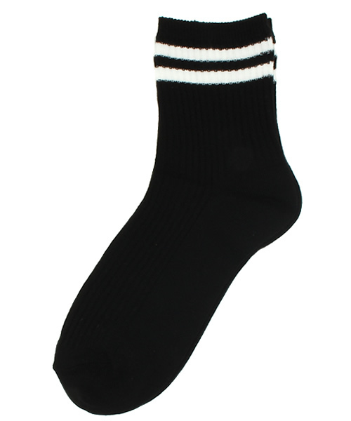 WEGO（ウィゴー）の「WEGO/2ラインソックス（ソックス/靴下・レディース・ホワイト/ブラック/グレー/グリーン/ブルー/サックスブルー/ピンク/ワイン・FREE）」の3枚目の写真