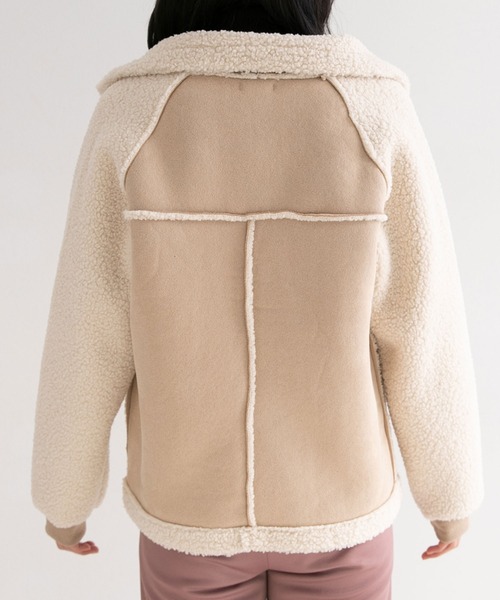 Newlyme（ニューリーミー）の「ムートン切替ボアコート（その他アウター・レディース・ベージュ・MEDIUM）」の7枚目の写真