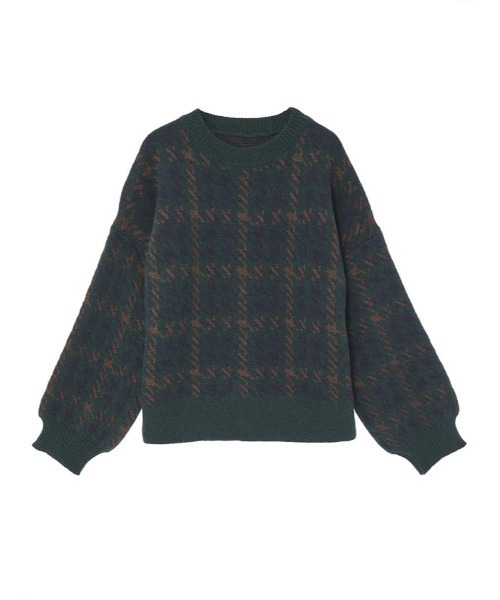 fifth calin（フィフスカラン）の「もちもちグレンチェックニット（ニット/セーター・レディース・グリーン/レッド・MEDIUM）」の12枚目の写真