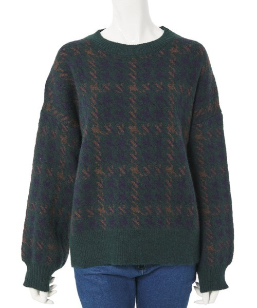 fifth calin（フィフスカラン）の「もちもちグレンチェックニット（ニット/セーター・レディース・グリーン/レッド・MEDIUM）」の7枚目の写真