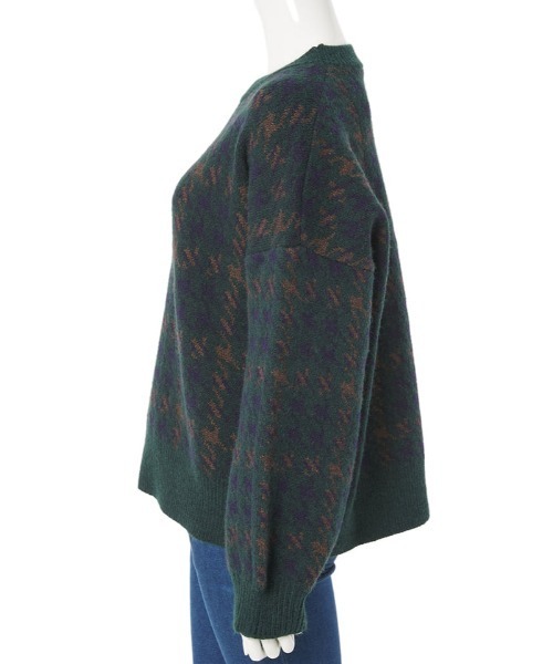 fifth calin（フィフスカラン）の「もちもちグレンチェックニット（ニット/セーター・レディース・グリーン/レッド・MEDIUM）」の5枚目の写真