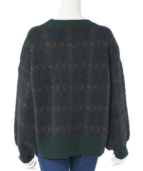 fifth calin（フィフスカラン）の「もちもちグレンチェックニット（ニット/セーター・レディース・グリーン/レッド・MEDIUM）」の4枚目の写真