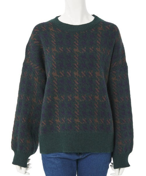 fifth calin（フィフスカラン）の「もちもちグレンチェックニット（ニット/セーター・レディース・グリーン/レッド・MEDIUM）」の13枚目の写真