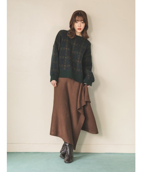 fifth calin（フィフスカラン）の「もちもちグレンチェックニット（ニット/セーター・レディース・グリーン/レッド・MEDIUM）」の8枚目の写真