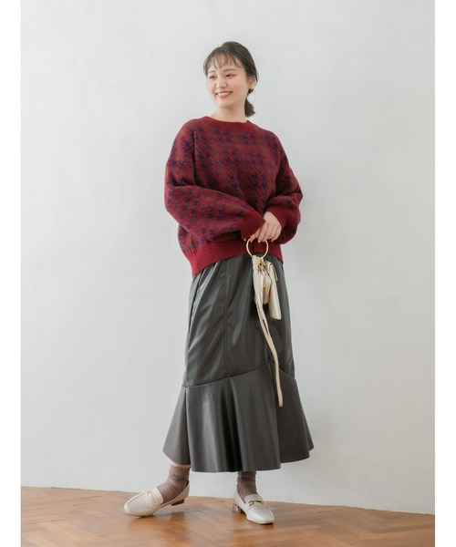 fifth calin（フィフスカラン）の「もちもちグレンチェックニット（ニット/セーター・レディース・グリーン/レッド・MEDIUM）」の14枚目の写真