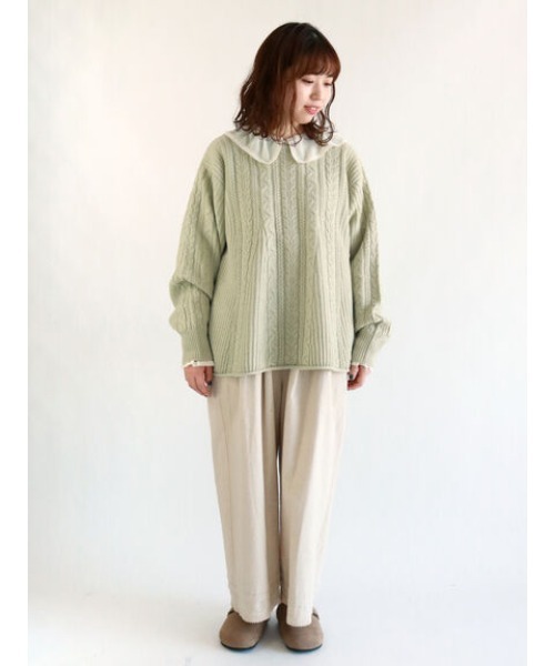 Samansa Mos2(サマンサ モスモス)の「35th裾レースワイドストレートパンツ(その他パンツ・レディース・カーキ/ベージュ/チャコール・フリ-)」の10枚目の写真