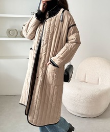 GeeRA | ラインキルトノーカラーコート(ミリタリージャケット)