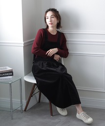 ElegChic | ストレッチコーデュロイジャンパー スカート (スカート)