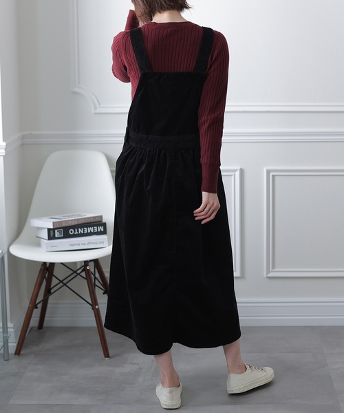 ElegChic（エレグシック）の「ストレッチコーデュロイジャンパー スカート （スカート・レディース・ブラック/ベージュ・4L/L/XL/XXL/M）」の6枚目の写真