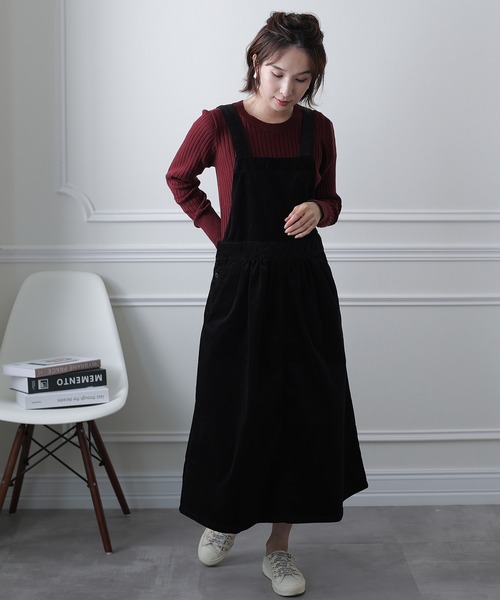 ElegChic（エレグシック）の「ストレッチコーデュロイジャンパー スカート （スカート・レディース・ブラック/ベージュ・4L/L/XL/XXL/M）」の20枚目の写真