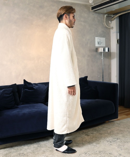 KANGOL(カンゴール)の「KANGOL/カンゴール 着る毛布 ルームウエア ボア ロングカーディガン(ルームウェア/パジャマ・メンズ・ブラック/グレイッシュベージュ/ホワイト・FREE)」の13枚目の写真