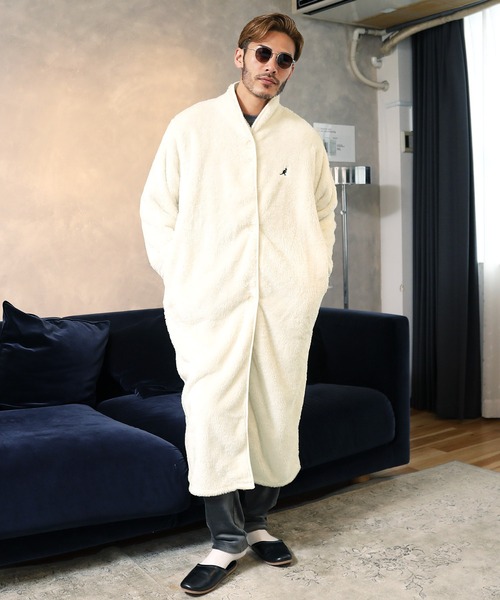 KANGOL(カンゴール)の「KANGOL/カンゴール 着る毛布 ルームウエア ボア ロングカーディガン(ルームウェア/パジャマ・メンズ・ブラック/グレイッシュベージュ/ホワイト・FREE)」の9枚目の写真