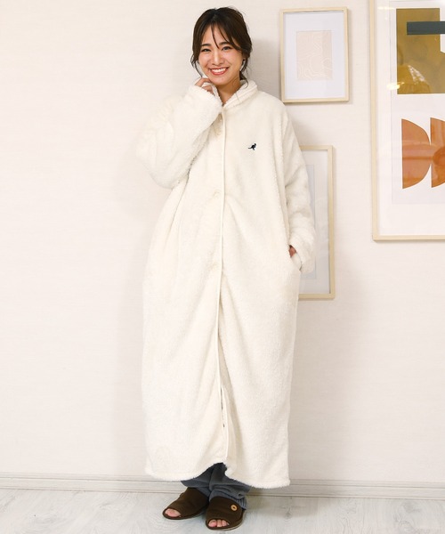 KANGOL(カンゴール)の「KANGOL/カンゴール 着る毛布 ルームウエア ボア ロングカーディガン(ルームウェア/パジャマ・メンズ・ブラック/グレイッシュベージュ/ホワイト・FREE)」の12枚目の写真